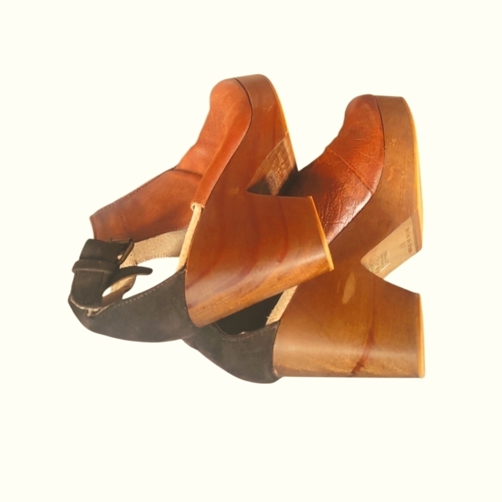 Free People Stylish Brown Leather  Clogs Amber Ankle Boots Made in Spain  Sz 37 - Picture 5 of 9